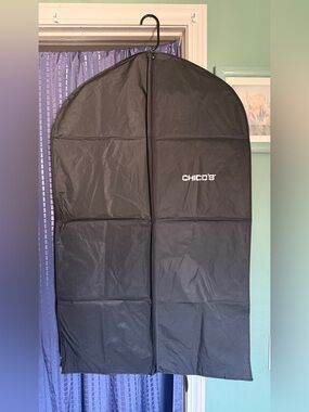 Chico’s Black Garment Bag 39” x 23” Travel Suit Dress Storage Cover Logo